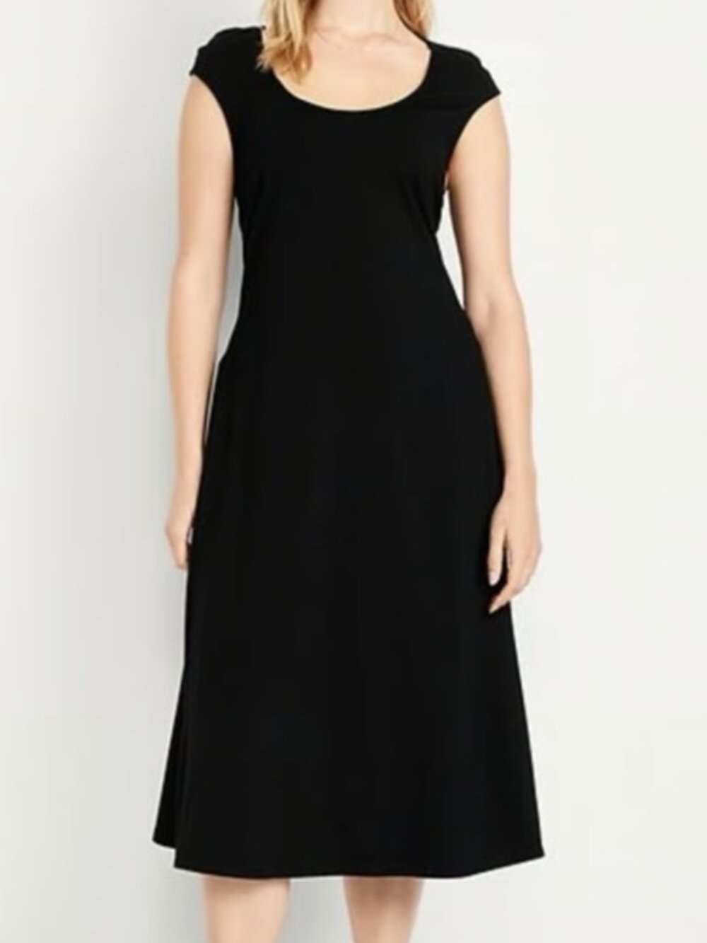 Fit & Flare Scoop Neck Dress - Black